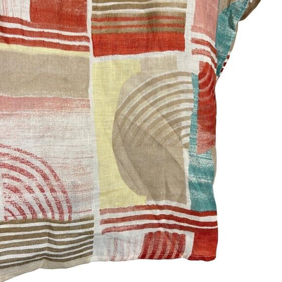 Chicos Womens 100% Linen Geo Blocks Poncho Colorful Oversized Top NWT sz S / M - Picture 12 of 16